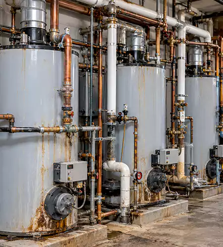 Commercial Water Heater system before service