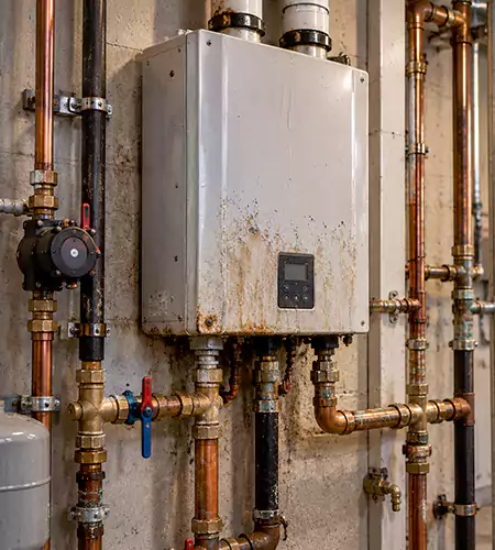 Tankless Water Heater system before service
